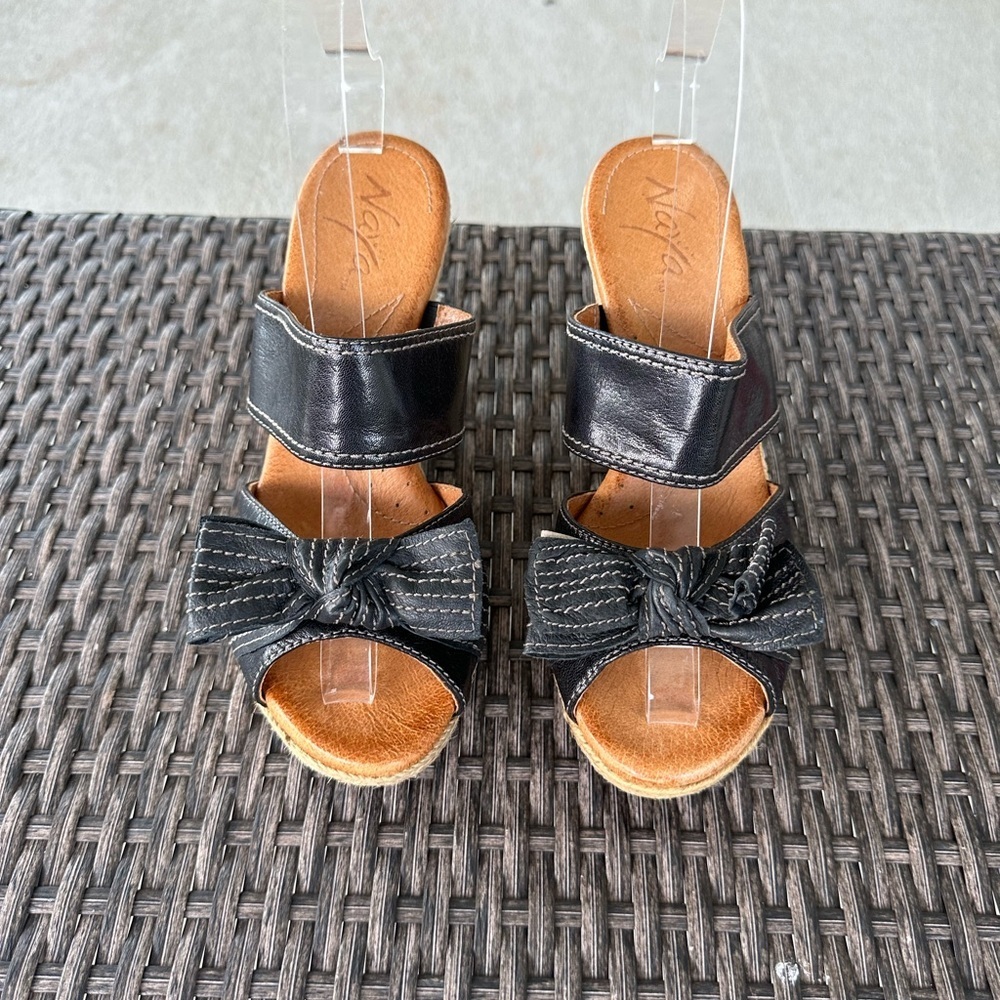 Naya Black Sandals with H-Style Strap Design